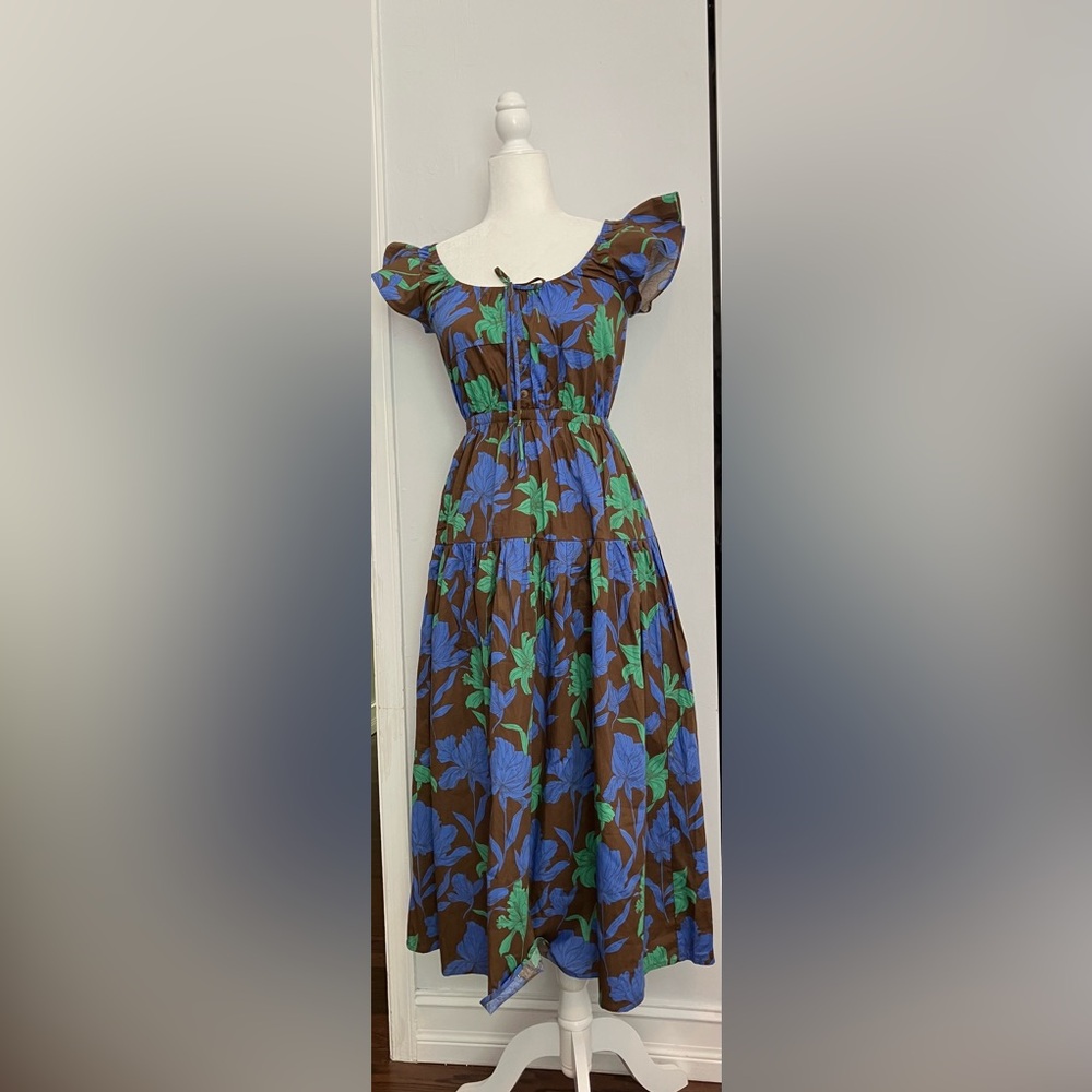 Moon River New With Tags (NWT) Floral Brown and Blue Maxi Dress